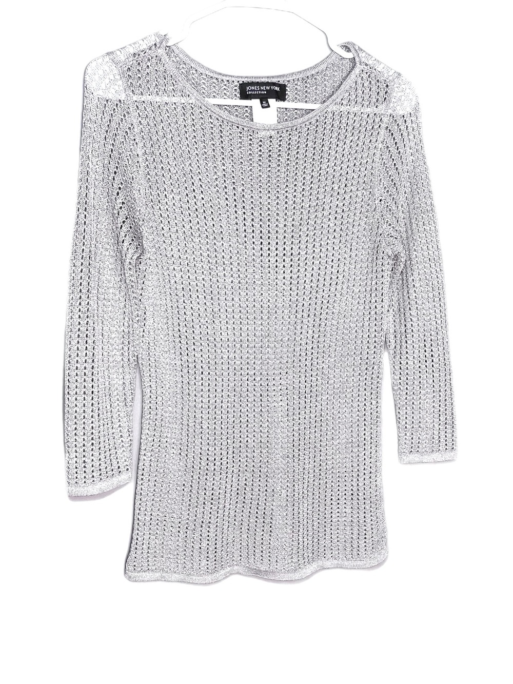 Jones New York Open Knit Blouse Sparkles Women’s Size Medium